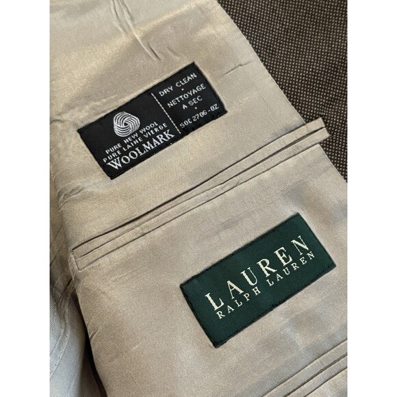 Lauren Ralph Lauren Blazer Suit Jacket 100% Wool 44R Brown Beige - Picture 3 of 8